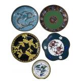 (5) ANTIQUE CHINESE CLOISONNÉ ENAMELED PLATES