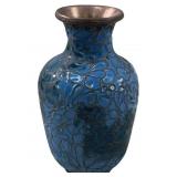 CLOISONNÉ BLUE ENAMELED COPPER BUD VASE
