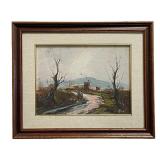 ARTIST SIGNED ITALIAN RIVER SCENE OIL ON MASONITE