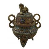 ANTIQUE CHINESE CLOISONNÉ ENAMELED INCENSE BURNER