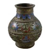 ANTIQUE JAPANESE CHAMPLEVE BRONZE VASE