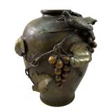MEIJI PERIOD BRONZE VASE WITH BIRD & GRAPE MOTIF