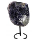 LARGE NATURAL URUGUAYAN AMETHYST GEOD ON STAND