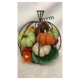 Wrought Iron Pumpkin with Plush Pumpkins