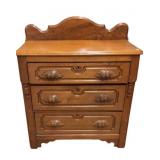 c1900 Victorian Carved Oak Commode Washstand