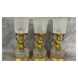(3) Antique Gilt Bronze & Cut Crystal