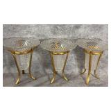 (3) Antique French Baccarat Bud Vases with Gold