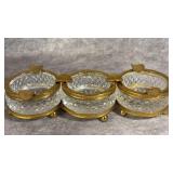 (3) Antique French Clear Cut Crystal & Brass