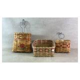 3 Vtg Love N Stuff Hand Crafted Signed Baskets