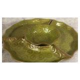 Olive Green 3-Piece Divided Chip & Dip Serving