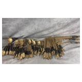 Vintage Souvenir Gold-colored Silverware Set from
