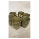 6 Batik Olive Green PIER 1 Coffee Mugs