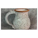 Hand-thrown and Hand-carved Stoneware Mug by