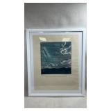 color lithograph print titled "With one beat of
