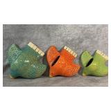 (3) Multicolored Ceramic Bird Wall Pocket Planters