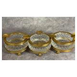 (3) Antique French Clear Cut Crystal & Brass