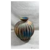 Vtg stoneware multi color pottery piece