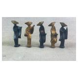 (5) Vintage Awa Odori Dancers Japanese Cast Iron