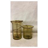 Yellow stained glass candle holder