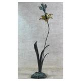 Bronze Hummingbird And Flower Sculpture