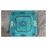 Signed "1997 K-Dog" Square Ceramic Plate Aqua