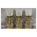 (3) Antique Gilt Bronze & Cut Crystal