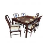 Chinoiserie Rosewood Dining Table and Chairs