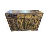 Rustic-Style Wooden Sideboard With Barn Door Accen