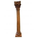 Artisan Crafted Solid Wood Corinthian Style Pillar
