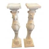 Antique Plaster Gargoyle Pedestals with Eagle
