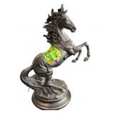 Lg Rearing Horse Stained Glass Saddle Floor Lamp