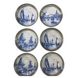 vintage Delft pewter and ceramic coaster