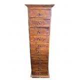 Tall Wooden 8-Drawer Storage Cabinet w/ Ring Pulls