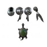 Vintage Sterling Native American Earrings &