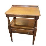 Mid-Century Wooden Side Table with Drawer & Shelf