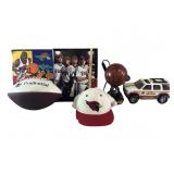 Sports Memorabilia Lot: Football, Cap, Model, and