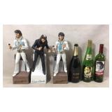 Elvis Presley Figurines and Wine Bottle Collection