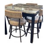 Counter Height Modern Table with 4 Swivel Chairs