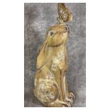 Etched Floral Sitting Bunny with Butterfly Statue