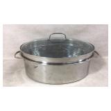 Stainless Steel Oval Roasting Pan with Lid & Rack