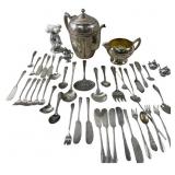 silver-plated flatware and serving items