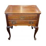 Walnut Side Table with Two Drawers & Cabriole Legs