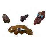 (4) CARVED STONE ZUNI FETISH ANIMALS