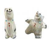 (2) CLAUDIA PEINA ZUNI CARVED ANTLER BEAR FETISHES