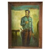 SIGNED P. ENTH "BAT MASTERSON" OIL ON CANAVS