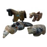 (4) SIGNED HAND CRVED ZUNI FETISH ANIMALS