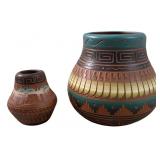 (2) FREDDIE SMITH ETCHED NAVAJO POTTERY VASES
