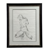 Artist Signed Nude Pencil Drawing on Paper