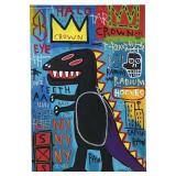 ATTRIBUTED JEAN MICHEL-BASQUIAT "T-REX" ACRYLIC