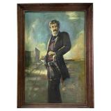 SIGNED P. ENTH "KING FISHER" OIL ON CANVAS